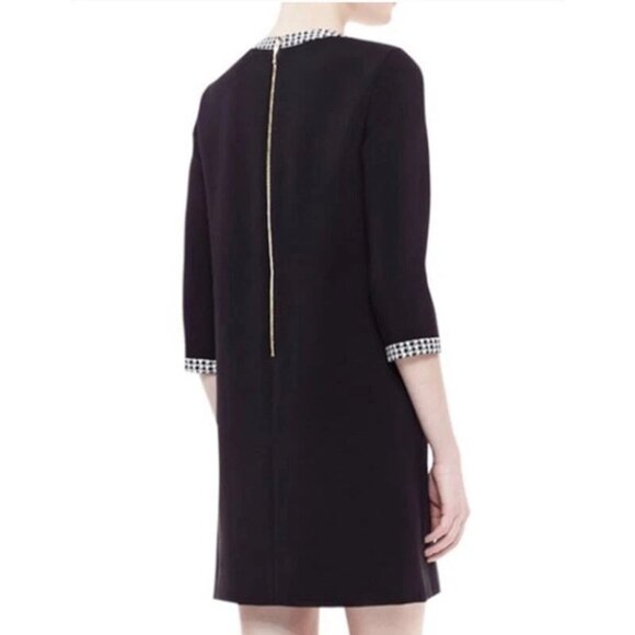 KATE SPADE Houndstooth Trim Black Shift Dress - Picture 2 of 6